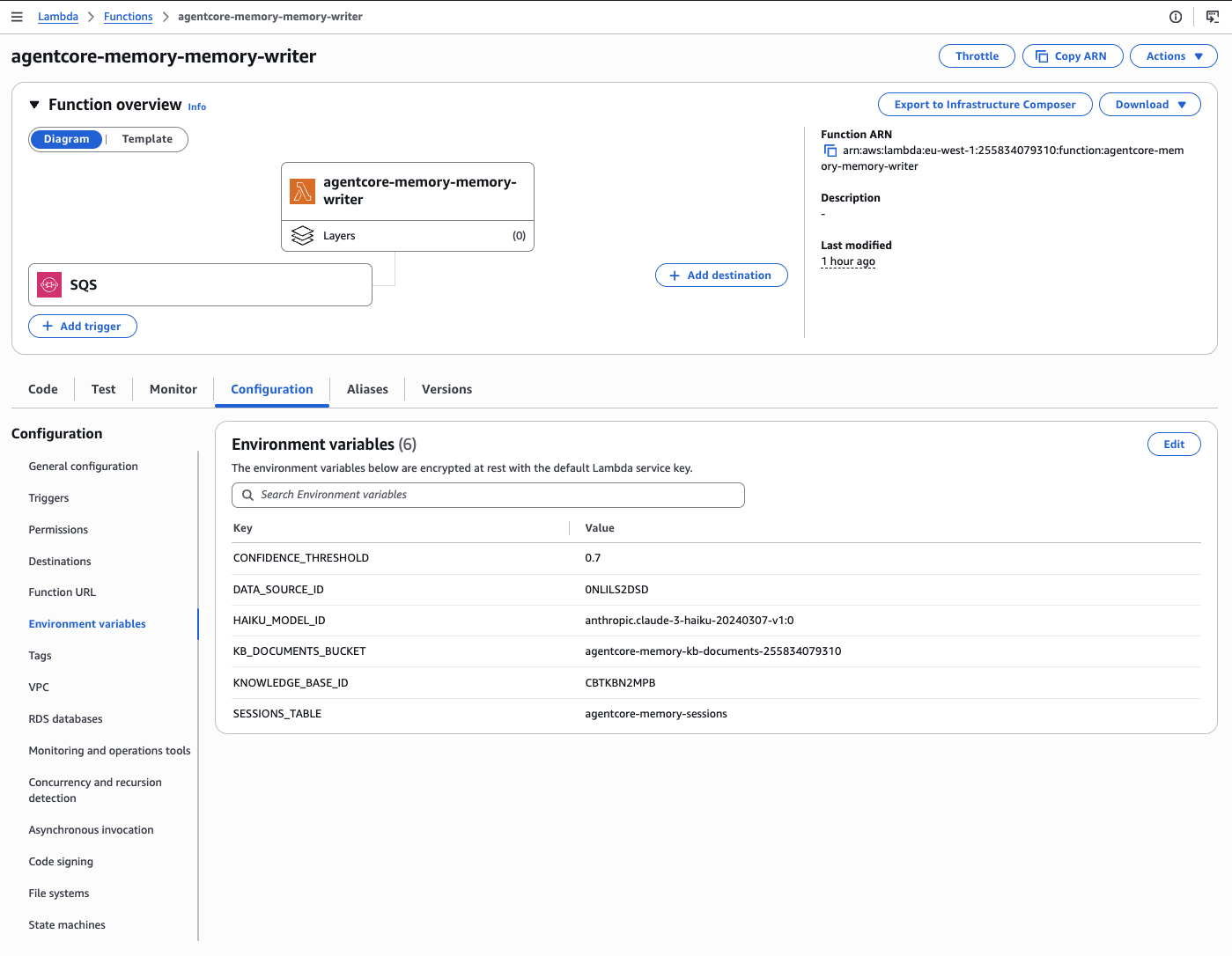 Lambda Memory Writer — Console